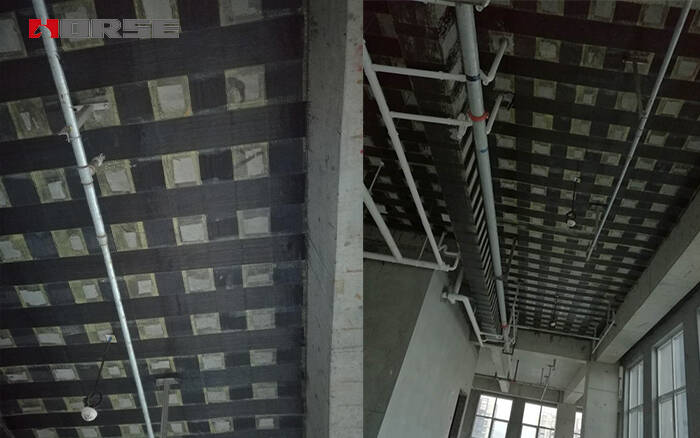 Ремонт трещин в плитах с помощью обмотки углеродным волокном