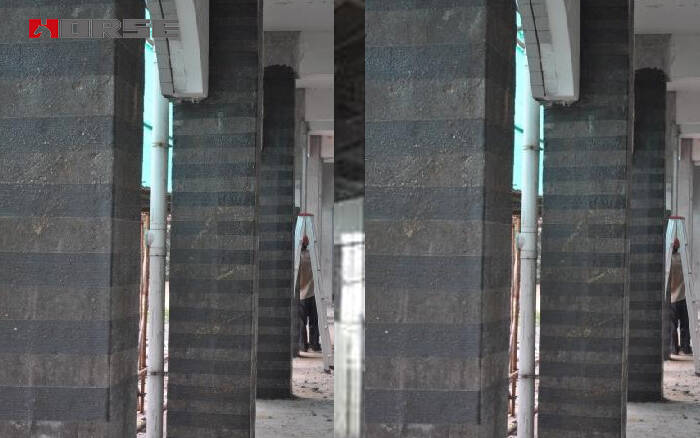 Внешняя часть армированной углеродным волокном ткани (CFRP) на железобетонной колонне