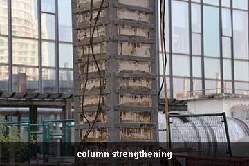 склеивание стальной пластины на колонне