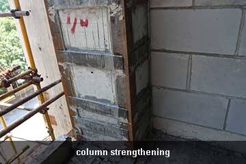 склеивание стальной пластины на колонне